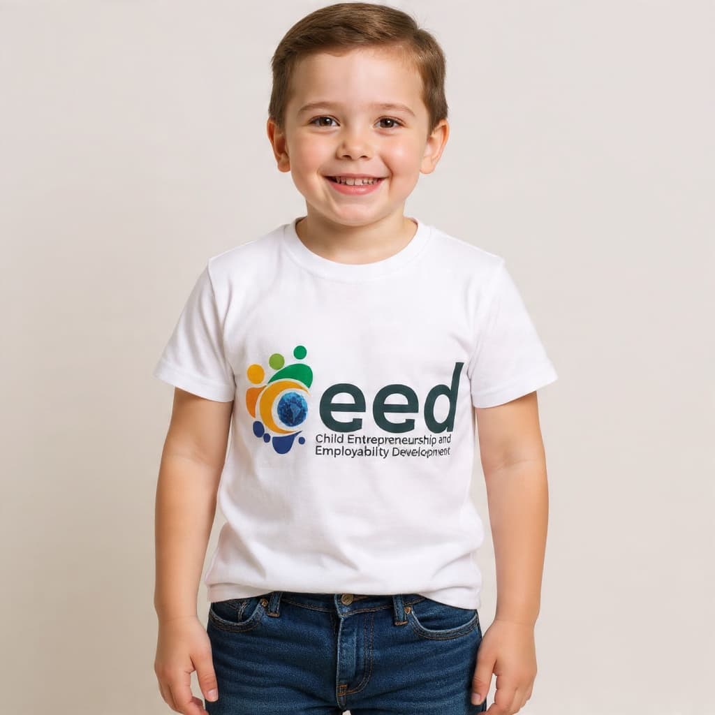 A smiling young CEEDER wearing a CEED t-shirt